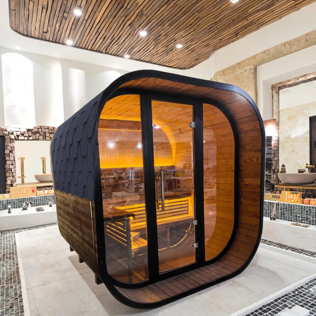 Anyi-FFF Black Thermo Spruce Outdoor Sauna Cabin 4–6 Person
