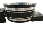 Black Oval Red Cedar Ice Bath Tub | Cold Plunge Spa Barrel for Athlete Recovery & Home Spa