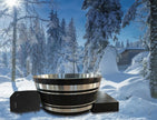 Black Oval Red Cedar Ice Bath Tub | Cold Plunge Spa Barrel for Athlete Recovery & Home Spa