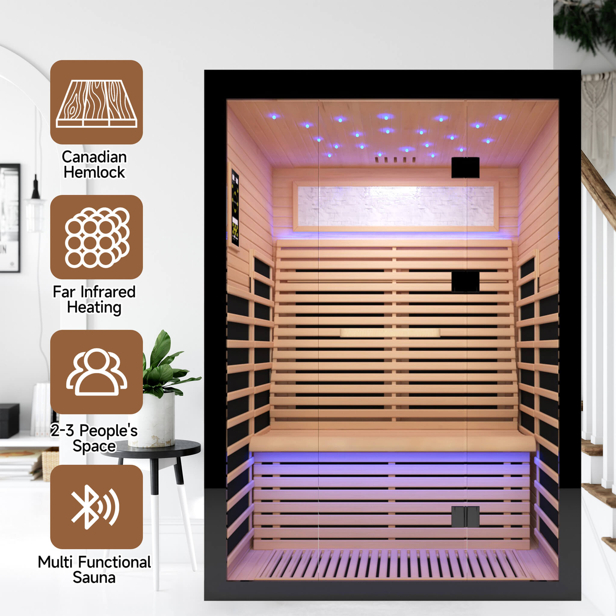 Thermora Luxury 2 Person Canadian Hemlock Far Infrared Home Sauna