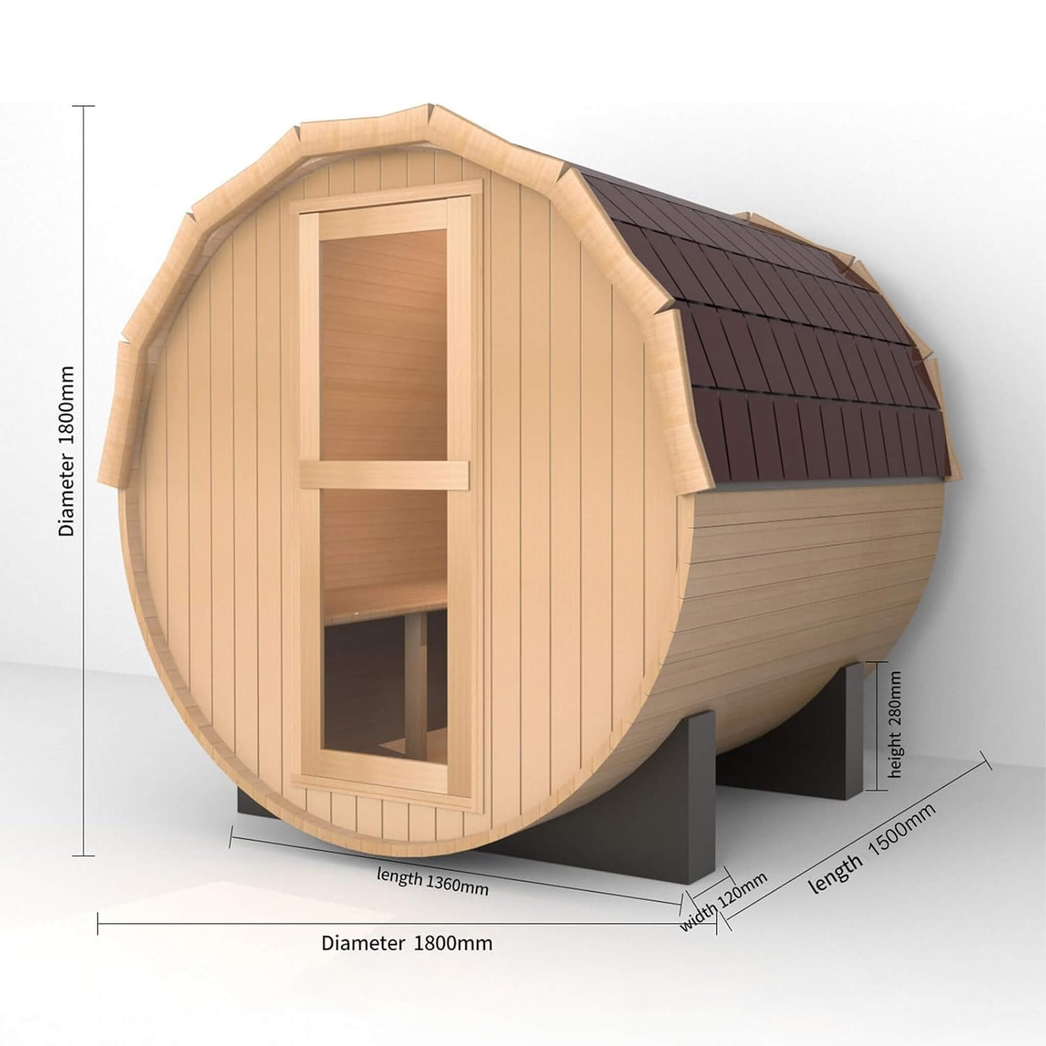 Premium All Weather Outdoor Pinewood Barrel Sauna Kit
