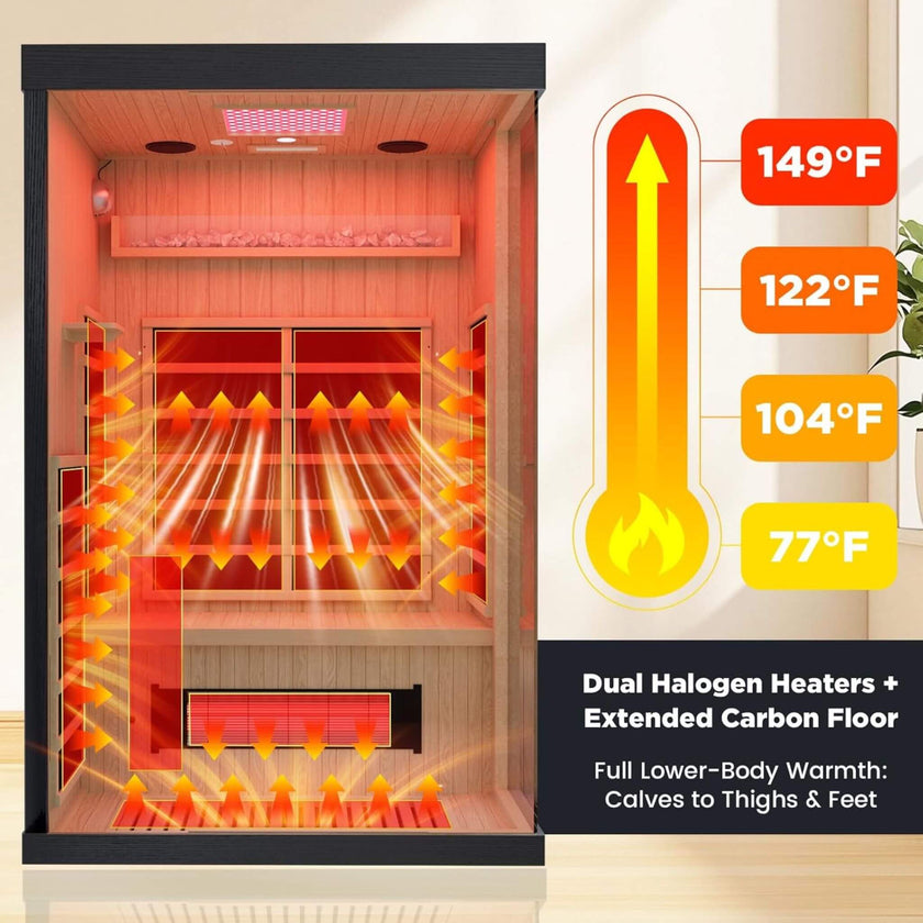 Thermora Premium 2 Person Infrared Sauna with Red Light and Himalayan Salt