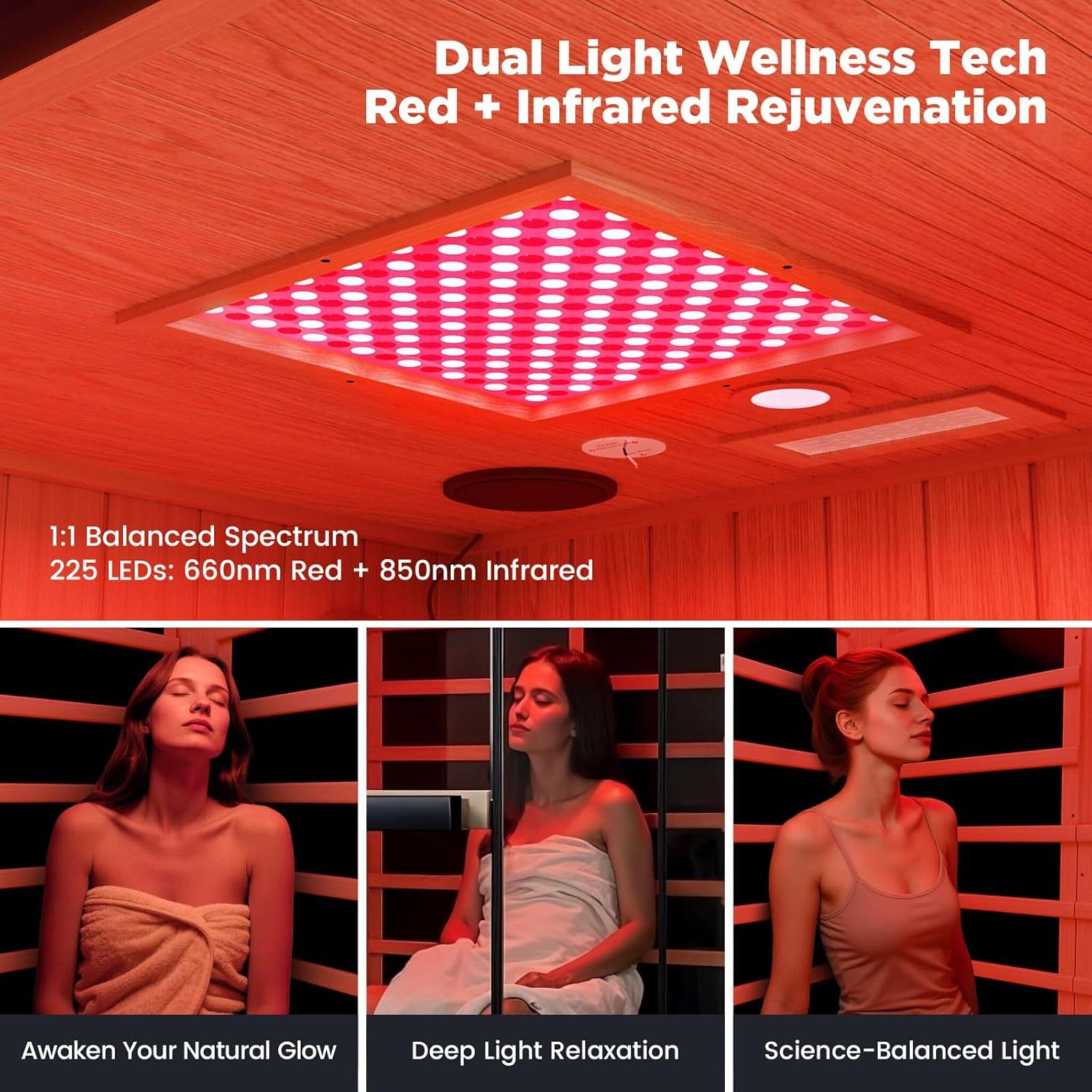 Thermora Premium 2 Person Infrared Sauna with Red Light and Himalayan Salt