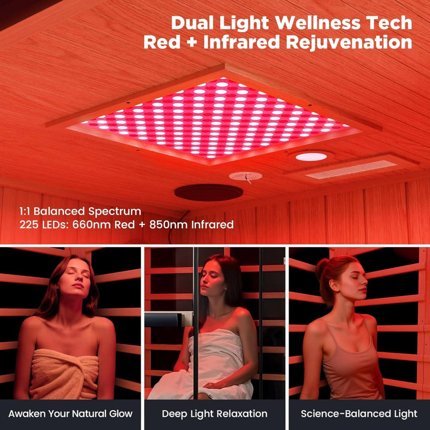 Thermora Premium 2 Person Infrared Sauna with Red Light and Himalayan Salt