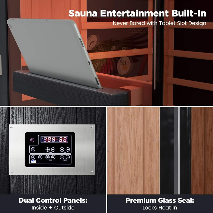 Thermora Premium 2 Person Infrared Sauna with Red Light and Himalayan Salt