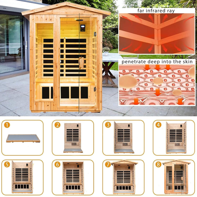 Thermora 2 Person Indoor Outdoor Far Infrared Low EMF Hemlock Sauna