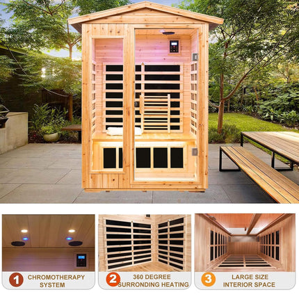 Thermora 2 Person Indoor Outdoor Far Infrared Low EMF Hemlock Sauna