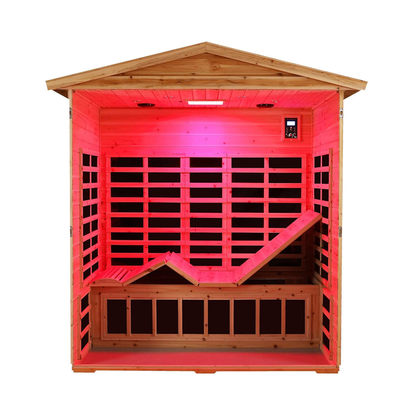 Bluetooth Premium 3 Person Outdoor Full Spectrum Low EMF Infrared Sauna With LED Reading Light