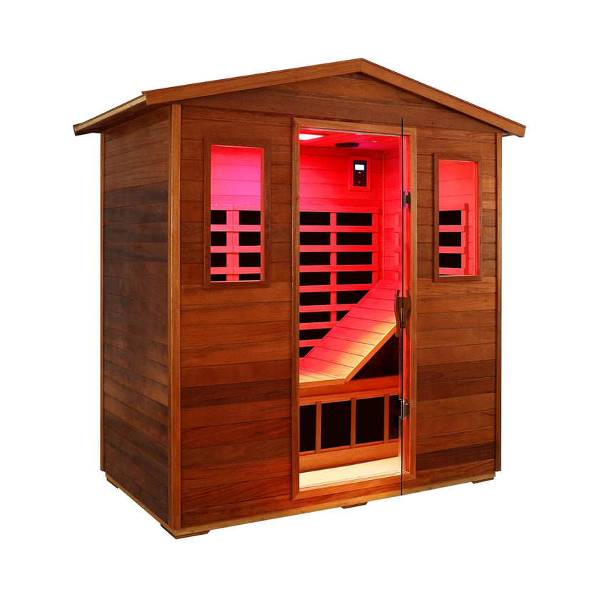 Bluetooth Premium 3 Person Outdoor Mahogany Far Infrared Sauna