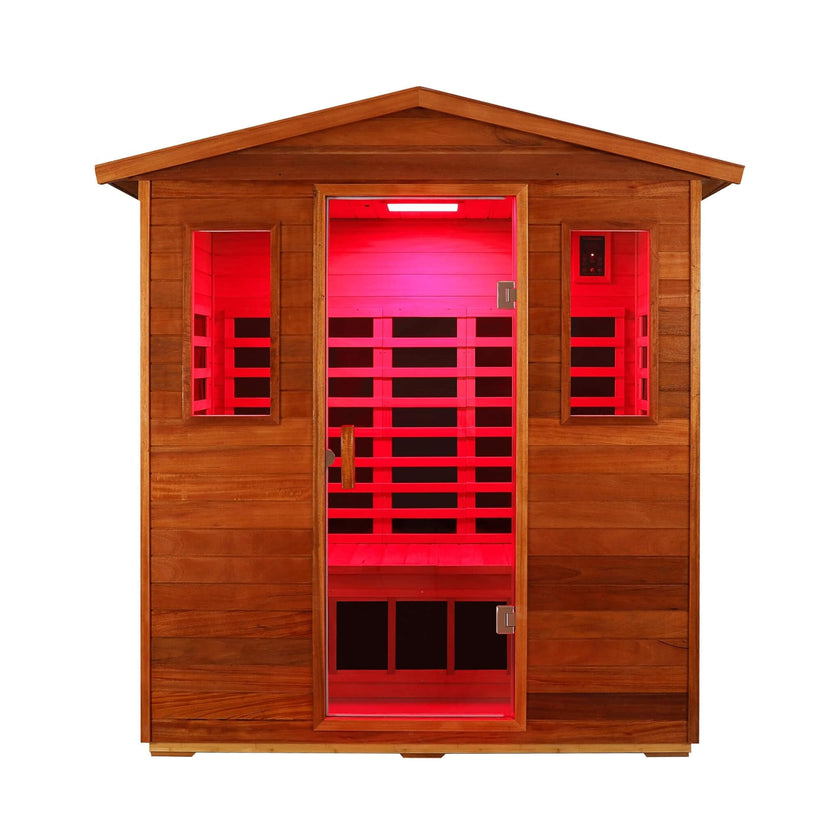 Bluetooth Premium 3 Person Outdoor Mahogany Far Infrared Sauna