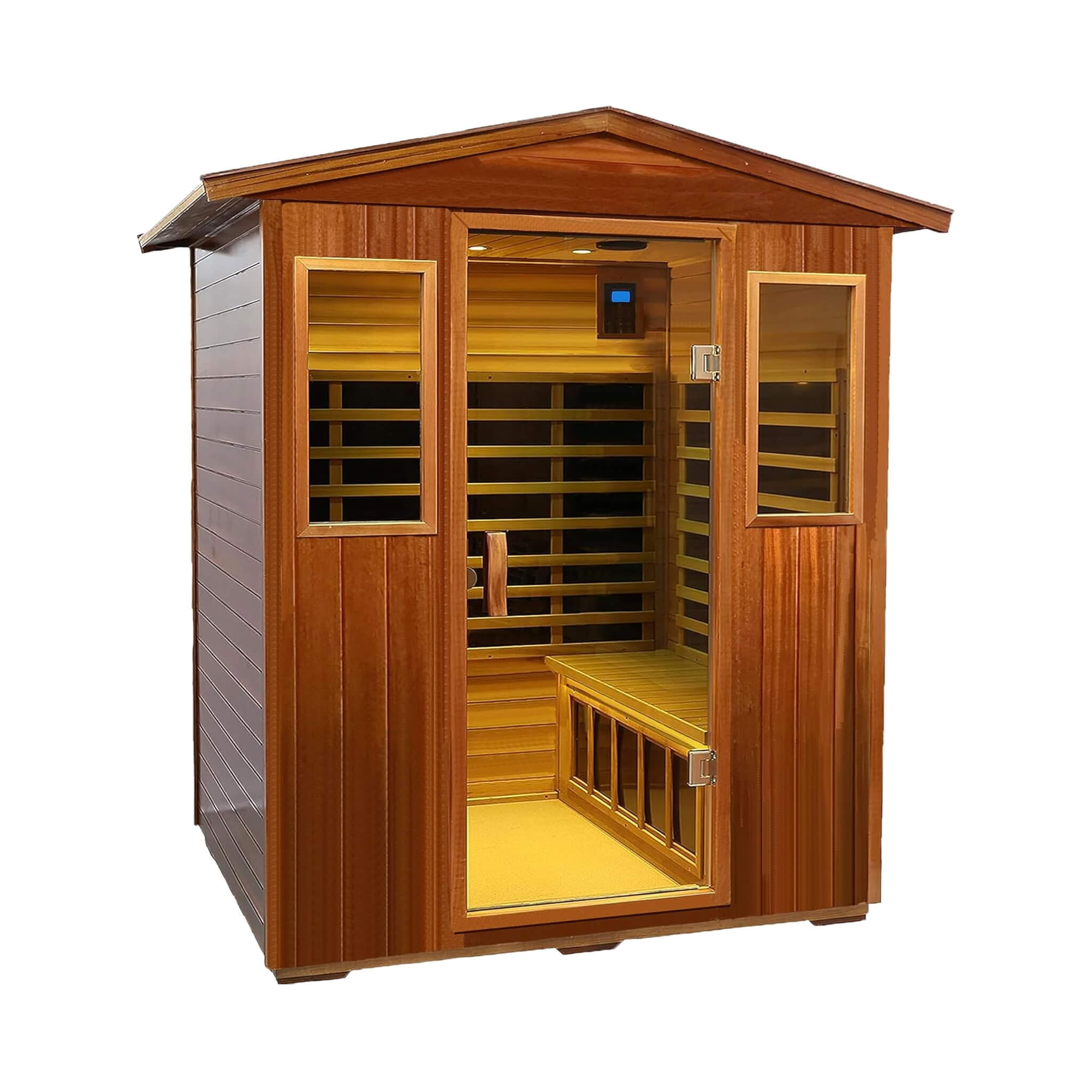 Thermora 4 Person Outdoor Mahogany Far Infrared Sauna Full Spectrum Low EMF & Bluetooth