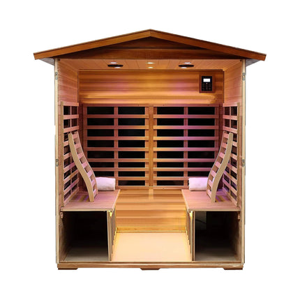 Thermora 4 Person Outdoor Mahogany Far Infrared Sauna Full Spectrum Low EMF & Bluetooth