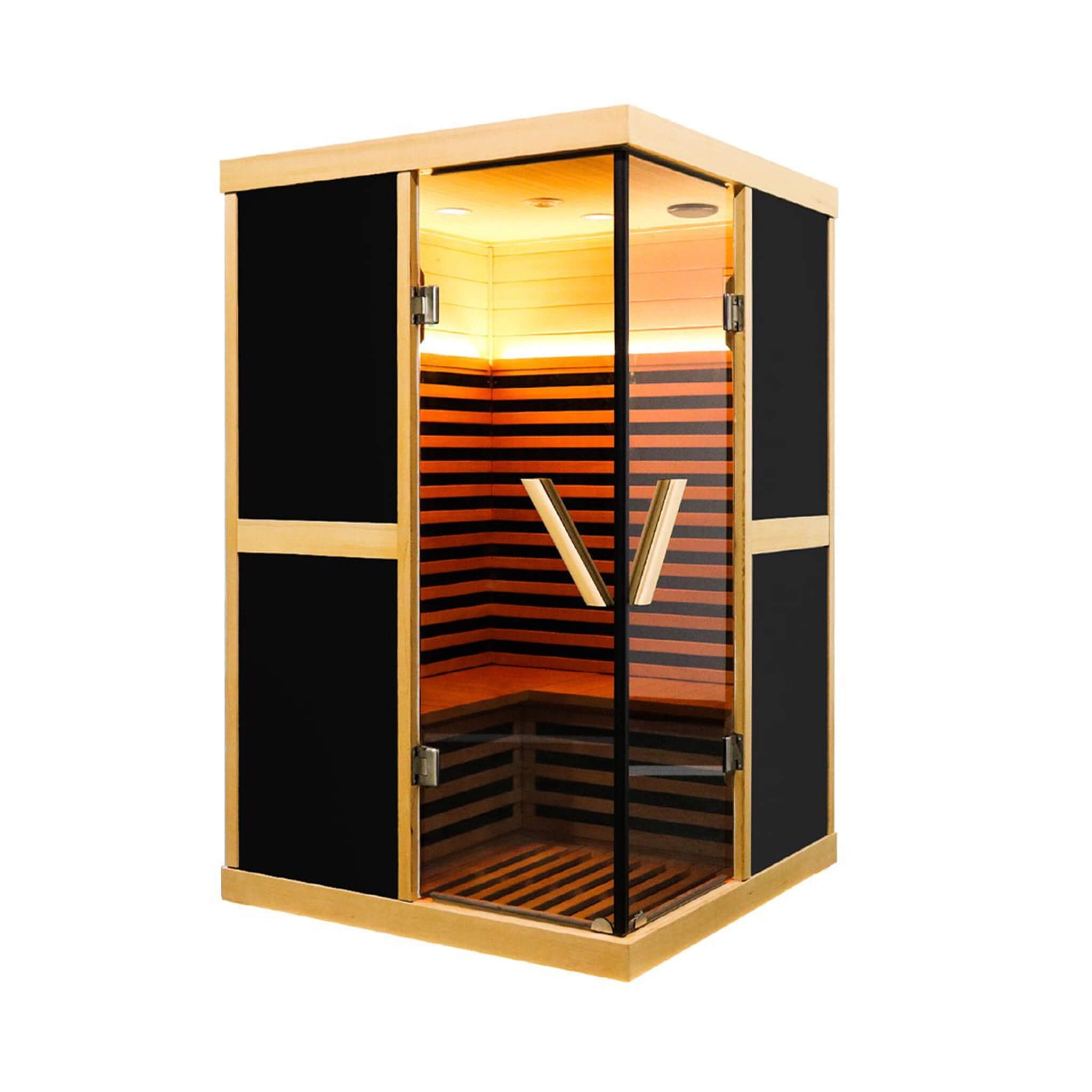 Thermora Large Hemlock 2 Person V Shaped Far Infrared Sauna Room