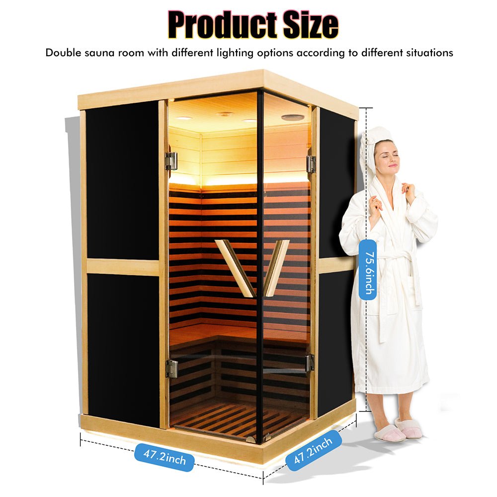Thermora Large Hemlock 2 Person V Shaped Far Infrared Sauna Room