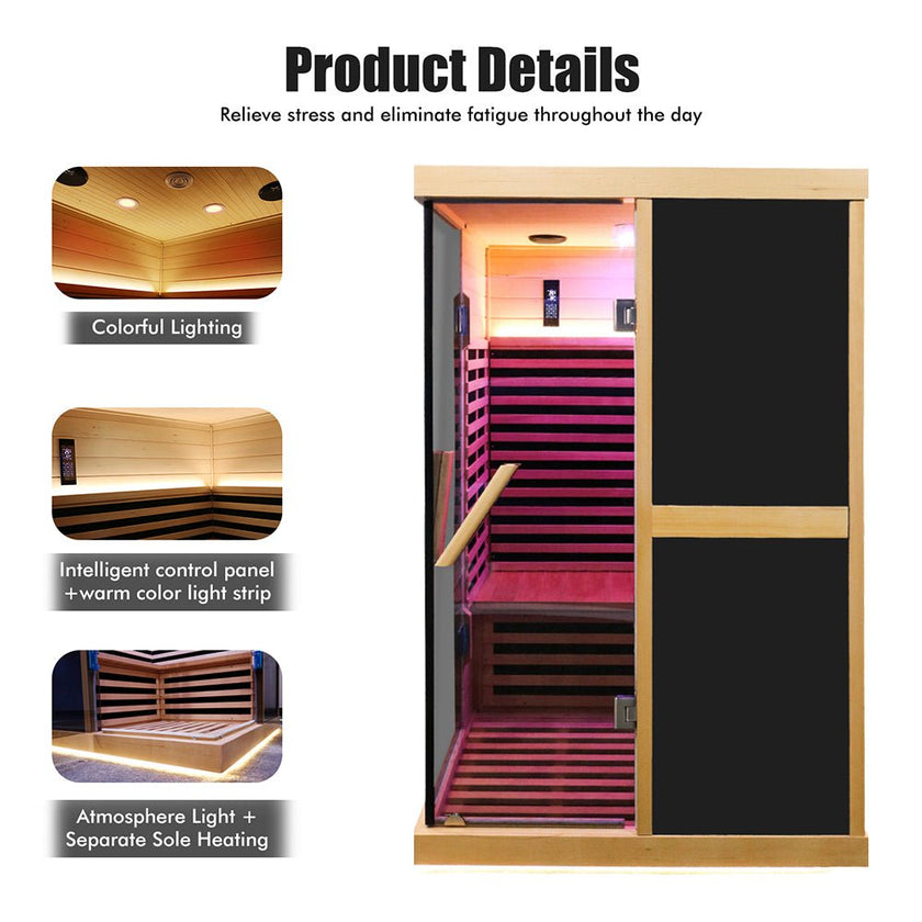 Thermora Large Hemlock 2 Person V Shaped Far Infrared Sauna Room