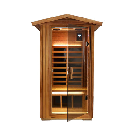 Thermora 1 Person Outdoor Red Cedar Infrared Sauna with Low EMF & Bluetooth