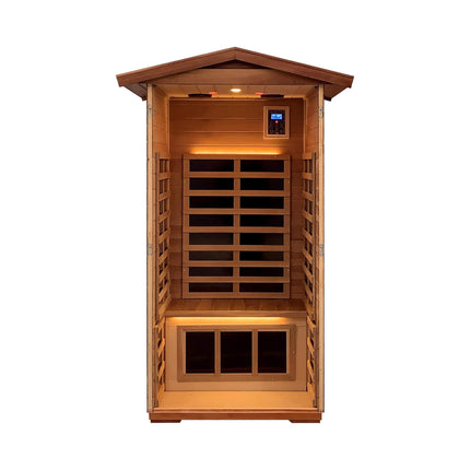 Thermora 1 Person Outdoor Red Cedar Infrared Sauna with Low EMF & Bluetooth