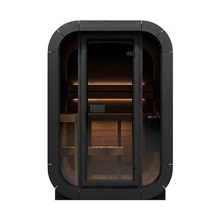 SaunaLife 2 Person Outdoor Sauna Cube Series Glass Front Thermo Wood