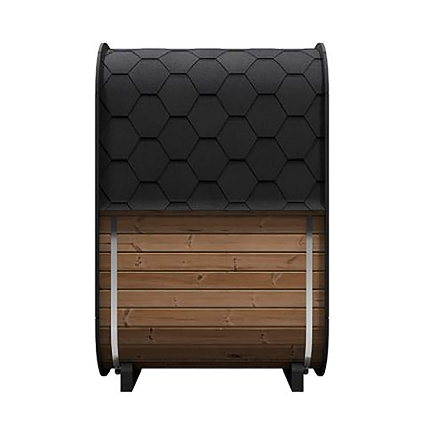SaunaLife 2 Person Outdoor Sauna Cube Series Glass Front Thermo Wood