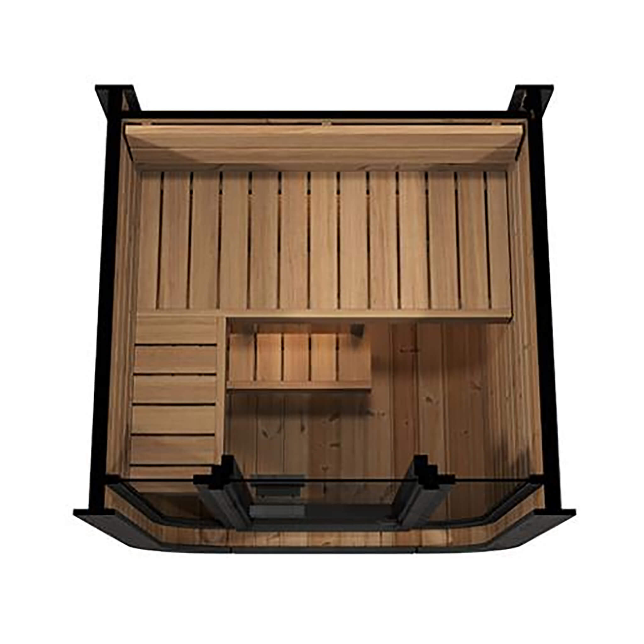 SaunaLife 2 Person Outdoor Sauna Cube Series Glass Front Thermo Wood