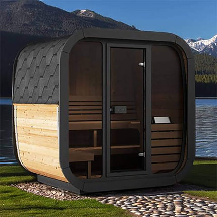 SaunaLife CL5G 4 Person Outdoor Cube Sauna Thermo Spruce Kit