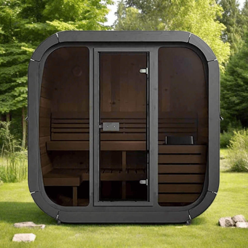 SaunaLife CL5G 4 Person Outdoor Cube Sauna Thermo Spruce Kit