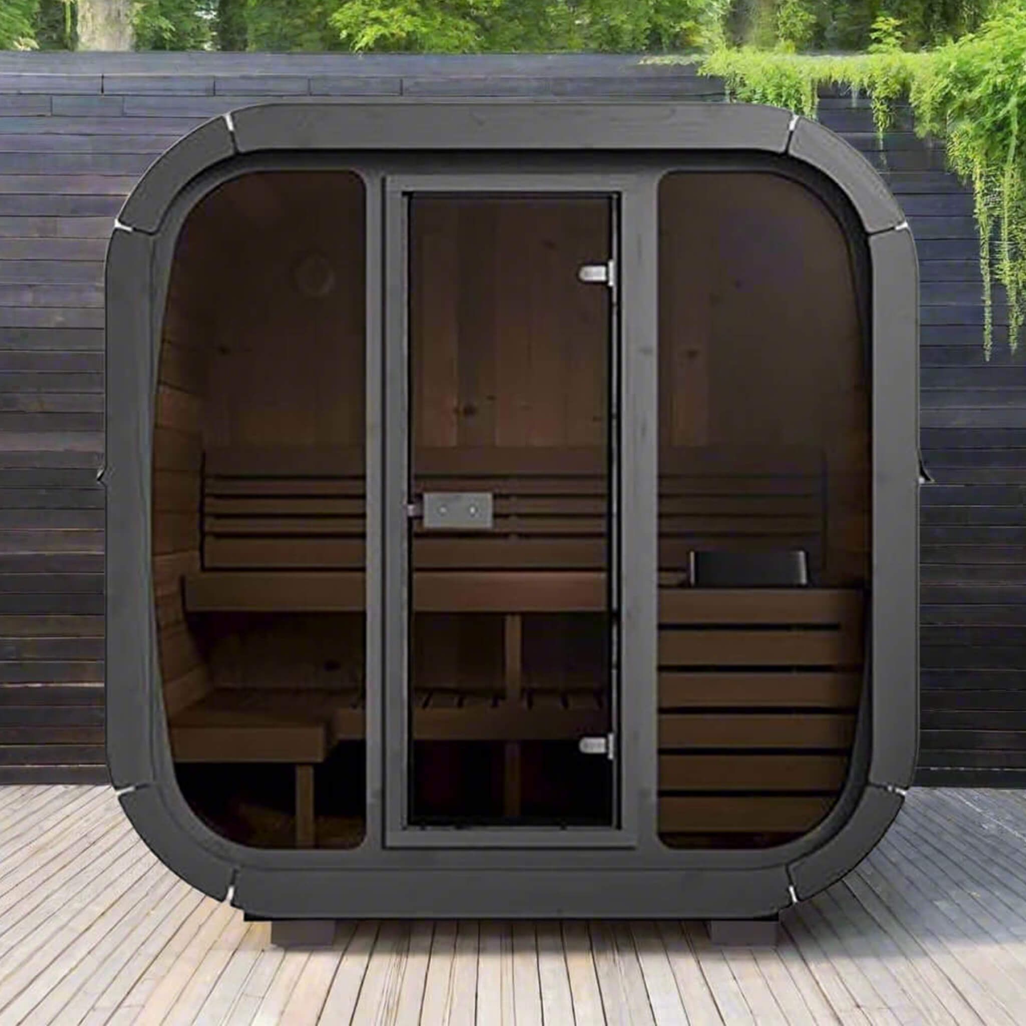 SaunaLife CL5G 4 Person Outdoor Cube Sauna Thermo Spruce Kit