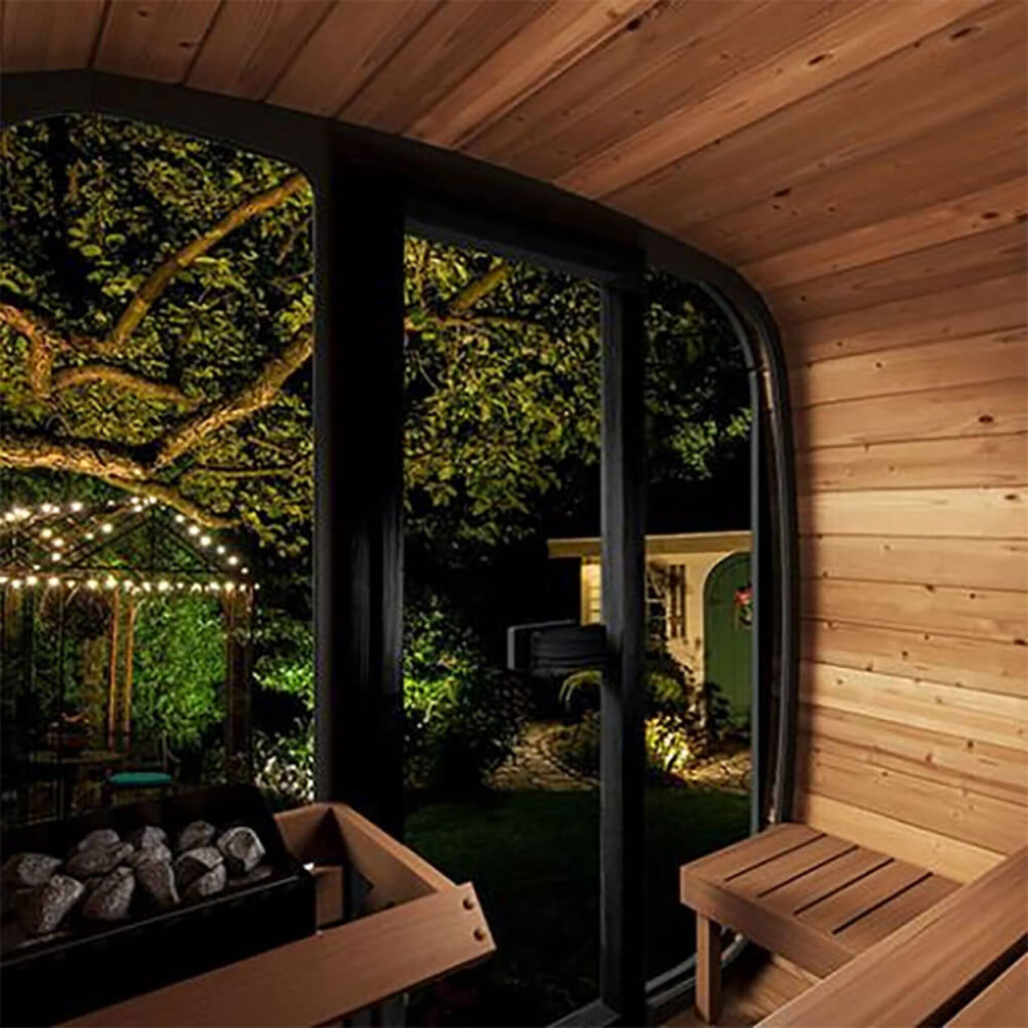 SaunaLife CL5G 4 Person Outdoor Cube Sauna Thermo Spruce Kit
