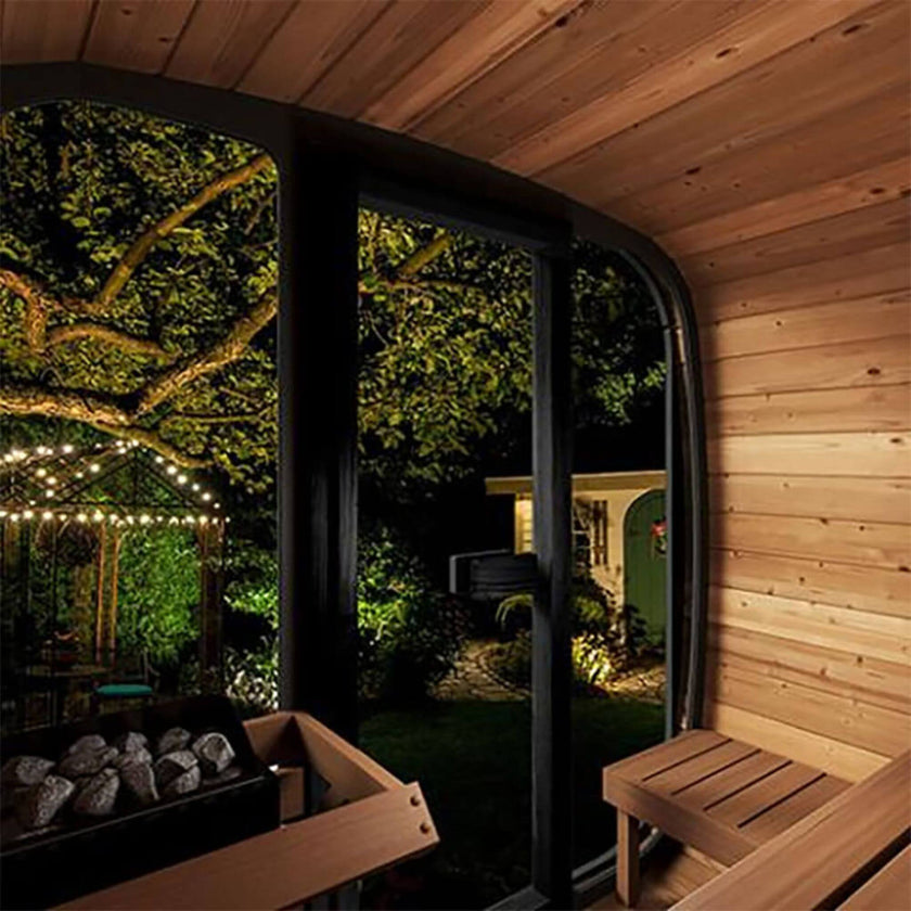 SaunaLife CL5G 4 Person Outdoor Cube Sauna Thermo Spruce Kit
