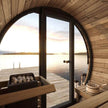 4 Person Outdoor Barrel Sauna Thermo Spruce Glass Front