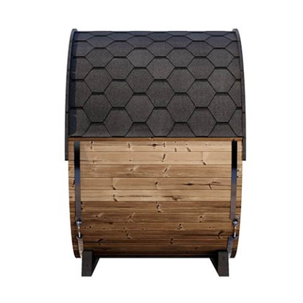4 Person Outdoor Barrel Sauna Thermo Spruce Glass Front