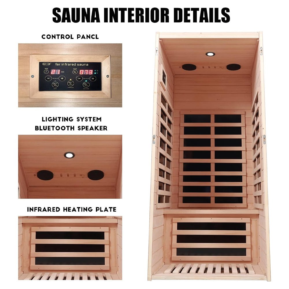 Premium 1 Person Low EMF Far Infrared Hemlock Sauna