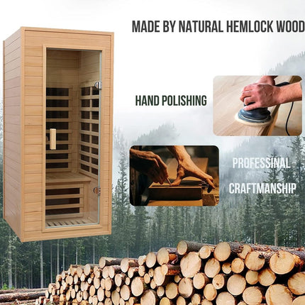Premium 1 Person Low EMF Far Infrared Hemlock Sauna