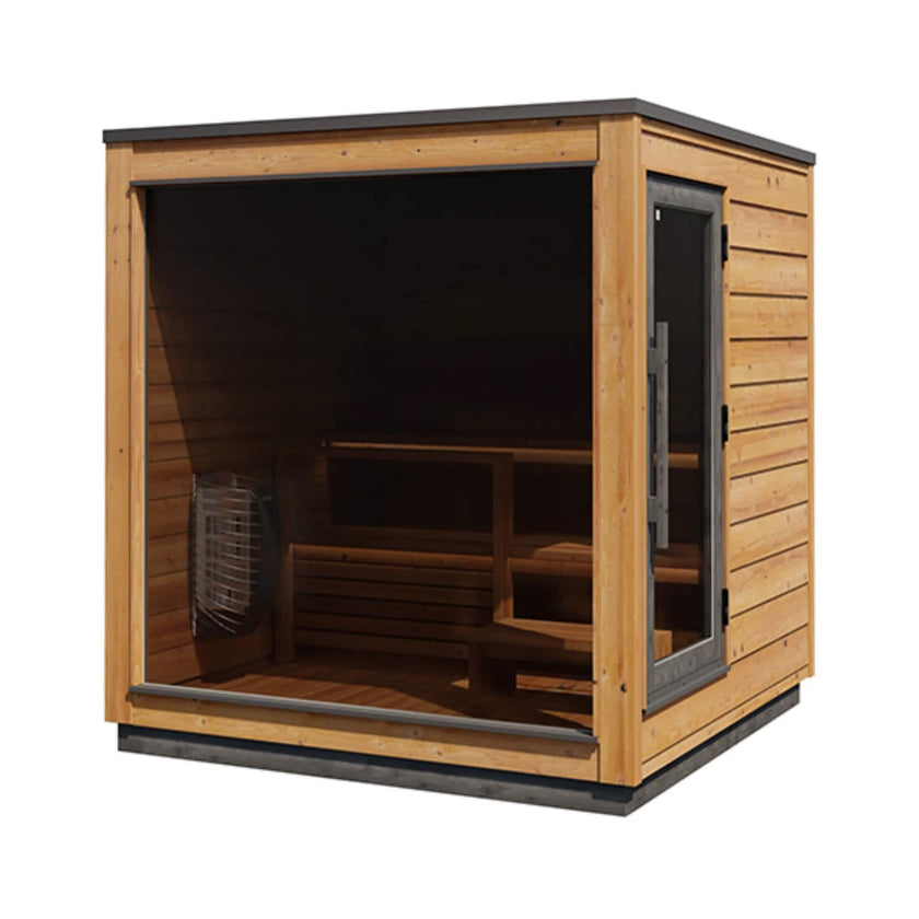 Thermasol Nordic Dawn 4-Person Outdoor Sauna Cabin | Fully Assembled Thermo-Pine Traditional Sauna