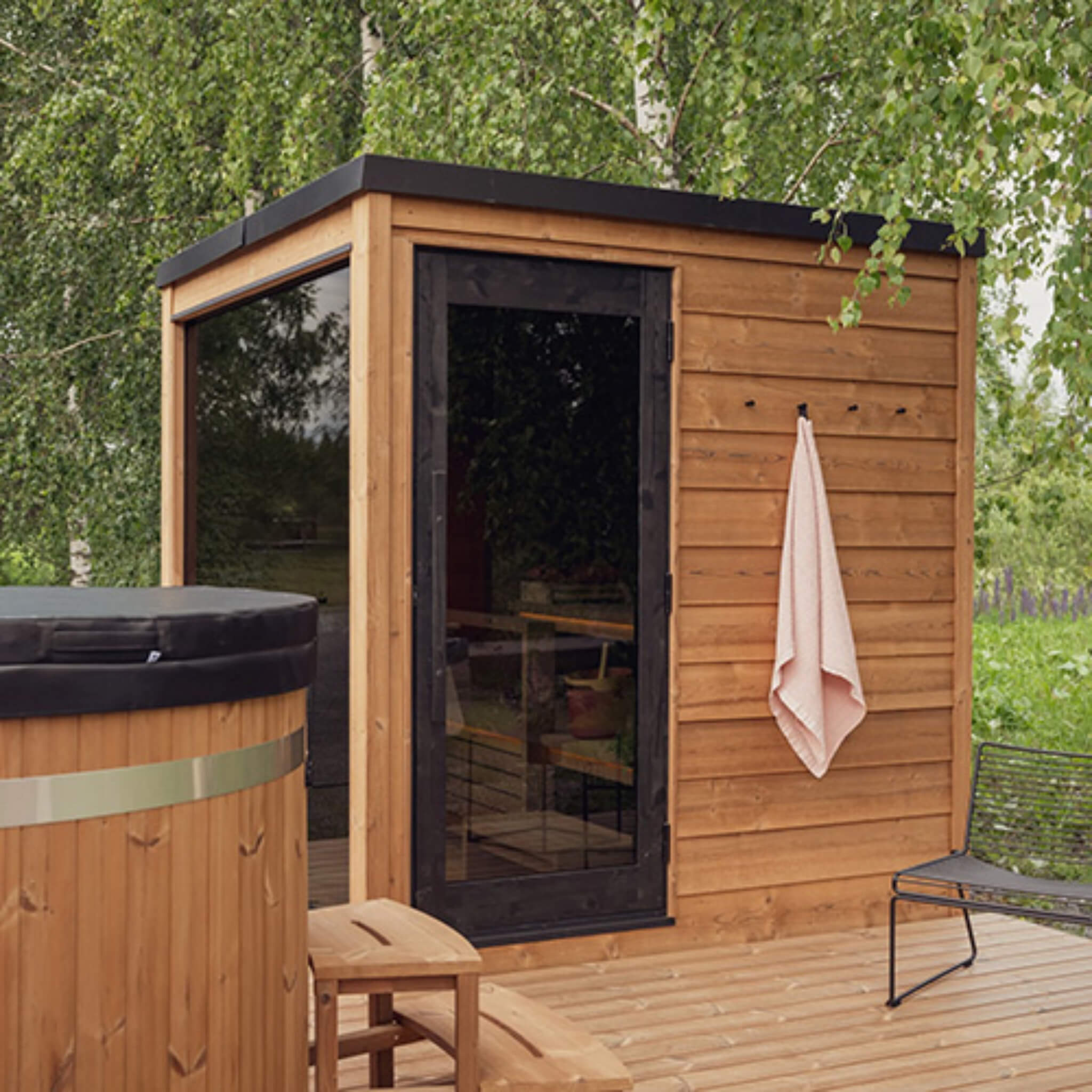Thermasol Nordic Dawn 4-Person Outdoor Sauna Cabin | Fully Assembled Thermo-Pine Traditional Sauna