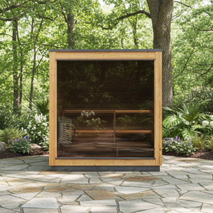 Thermasol Nordic Dawn 4-Person Outdoor Sauna Cabin | Fully Assembled Thermo-Pine Traditional Sauna