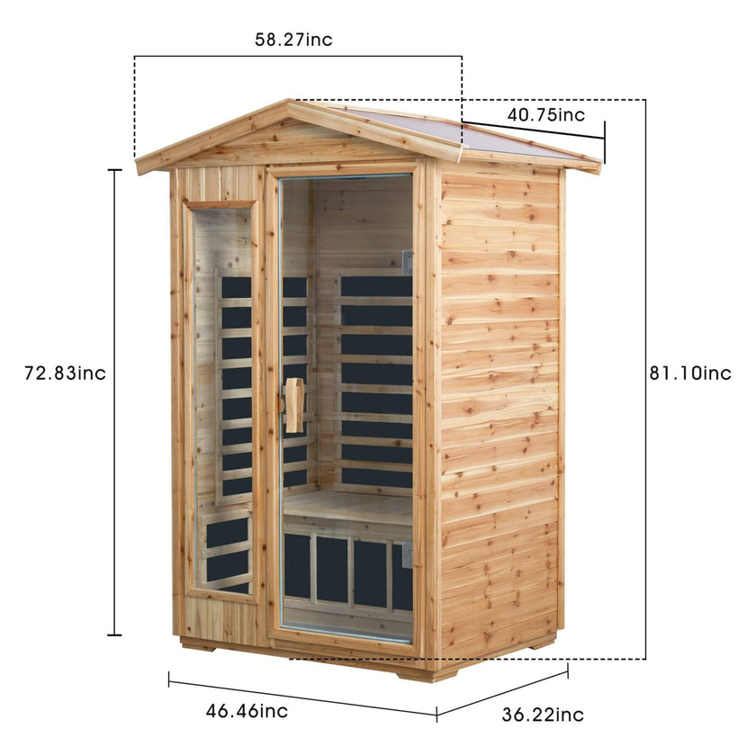 Thermora 2-Person Outdoor Infrared Sauna With Bluetooth Audio And LED Lighting