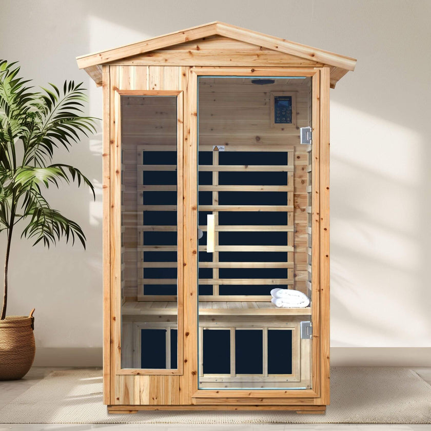 Thermora 2-Person Outdoor Infrared Sauna With Bluetooth Audio And LED Lighting