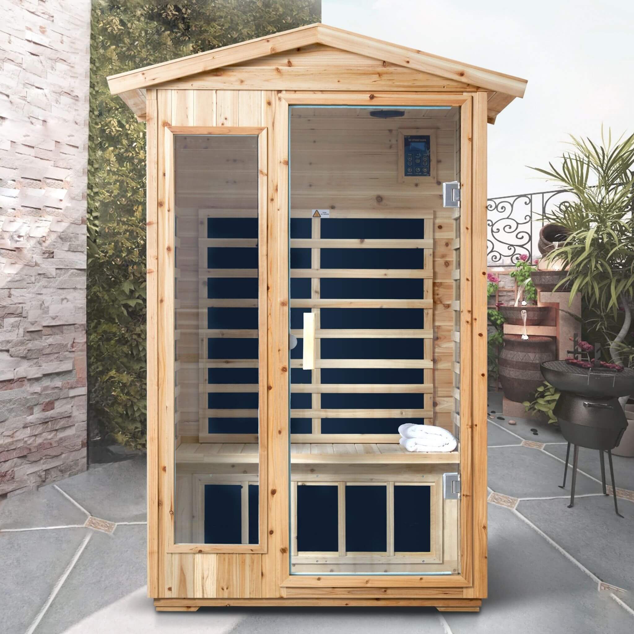 Thermora 2-Person Outdoor Infrared Sauna With Bluetooth Audio And LED Lighting