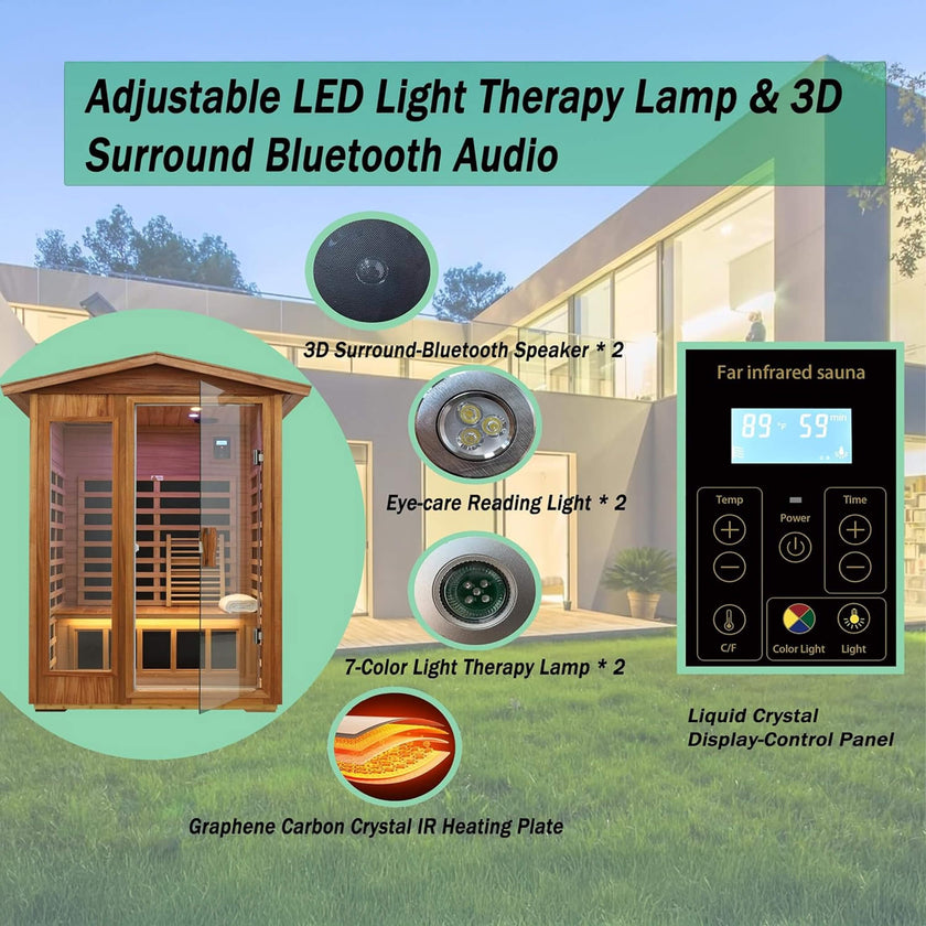 Thermora Bluetooth 2 Person Mahogany Outdoor Infrared Sauna