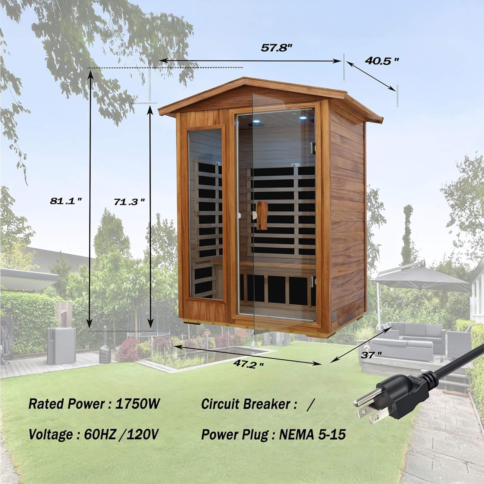 Thermora Bluetooth 2 Person Mahogany Outdoor Infrared Sauna