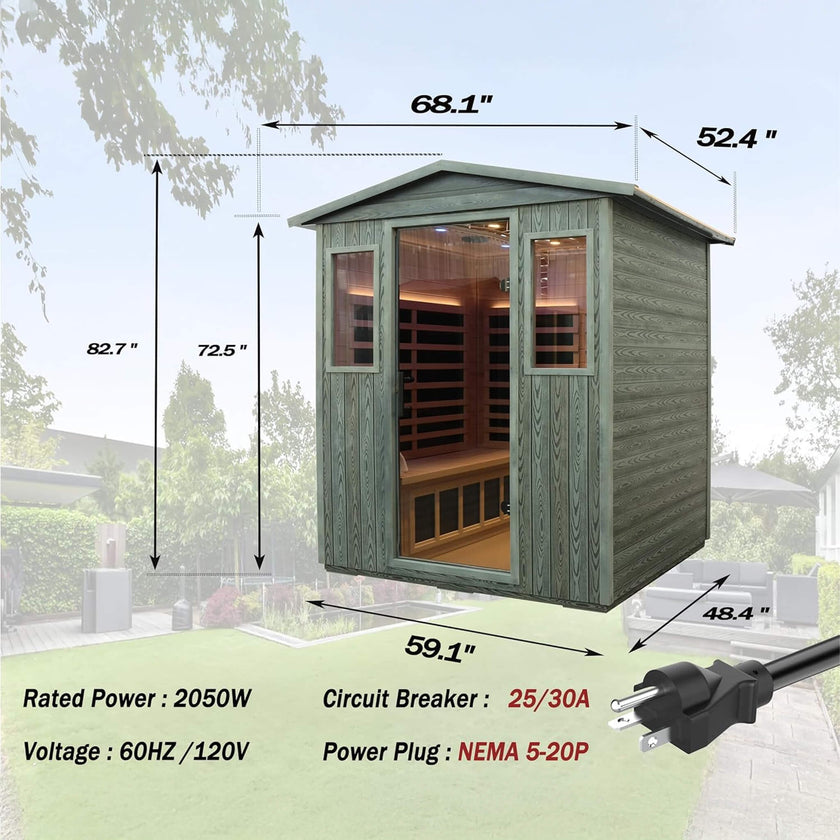 Thermora Bluetooth 4 Person Full Spectrum Outdoor Infrared Sauna
